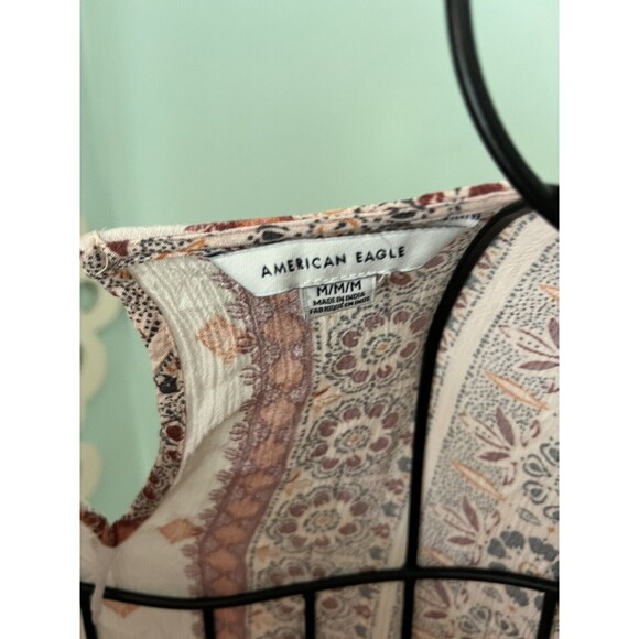 AE American Eagle Pink Embroidered Floral Tasseled Boho Peasant Top Sz Medium - Picture 5 of 8